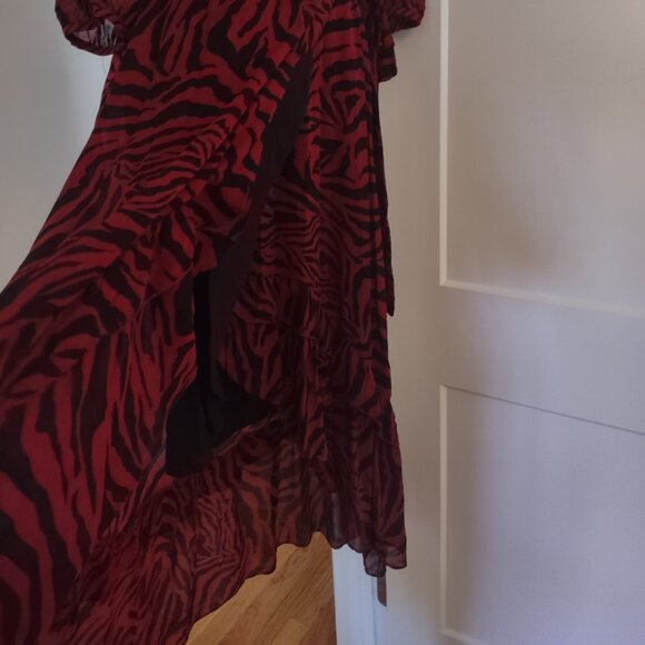 ba&sh Burgundy and Black Animal Print Wrap Dress - SIZE 2 - Picture 4 of 9